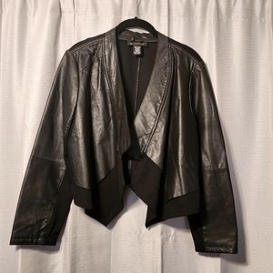 INC Genuine Leather Open Jacket, Size L